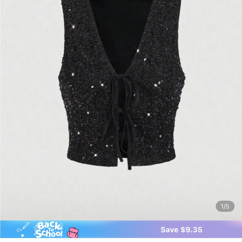 SHEIN Black Sequin Tank Top